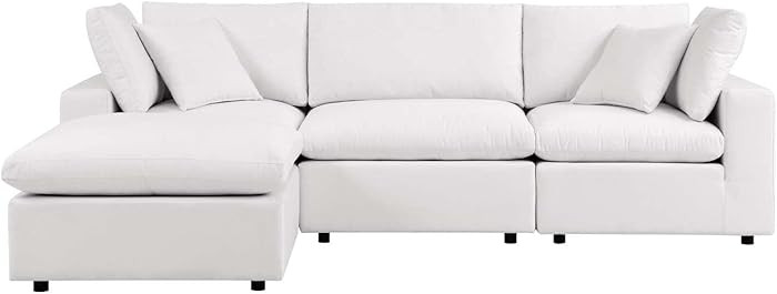 Modway Commix 4-Piece Modern Fabric Outdoor Sectional Sofa in White | Amazon (US)