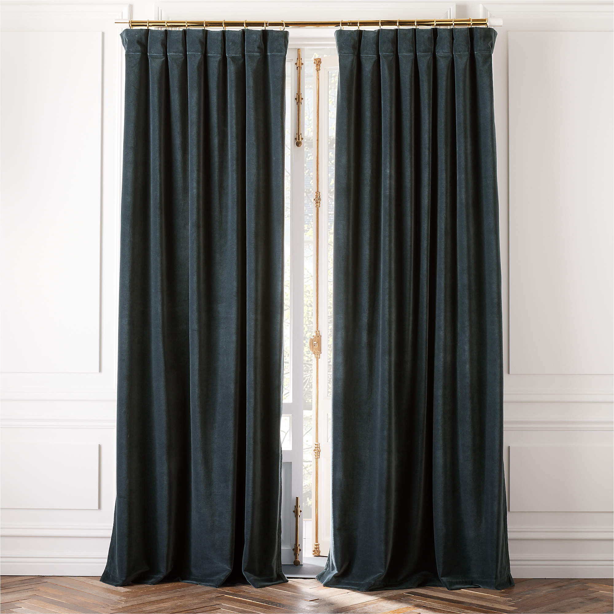 Light Blue Organic Cotton Velvet Window Curtain Panel 48"X84" + Reviews | CB2 | CB2