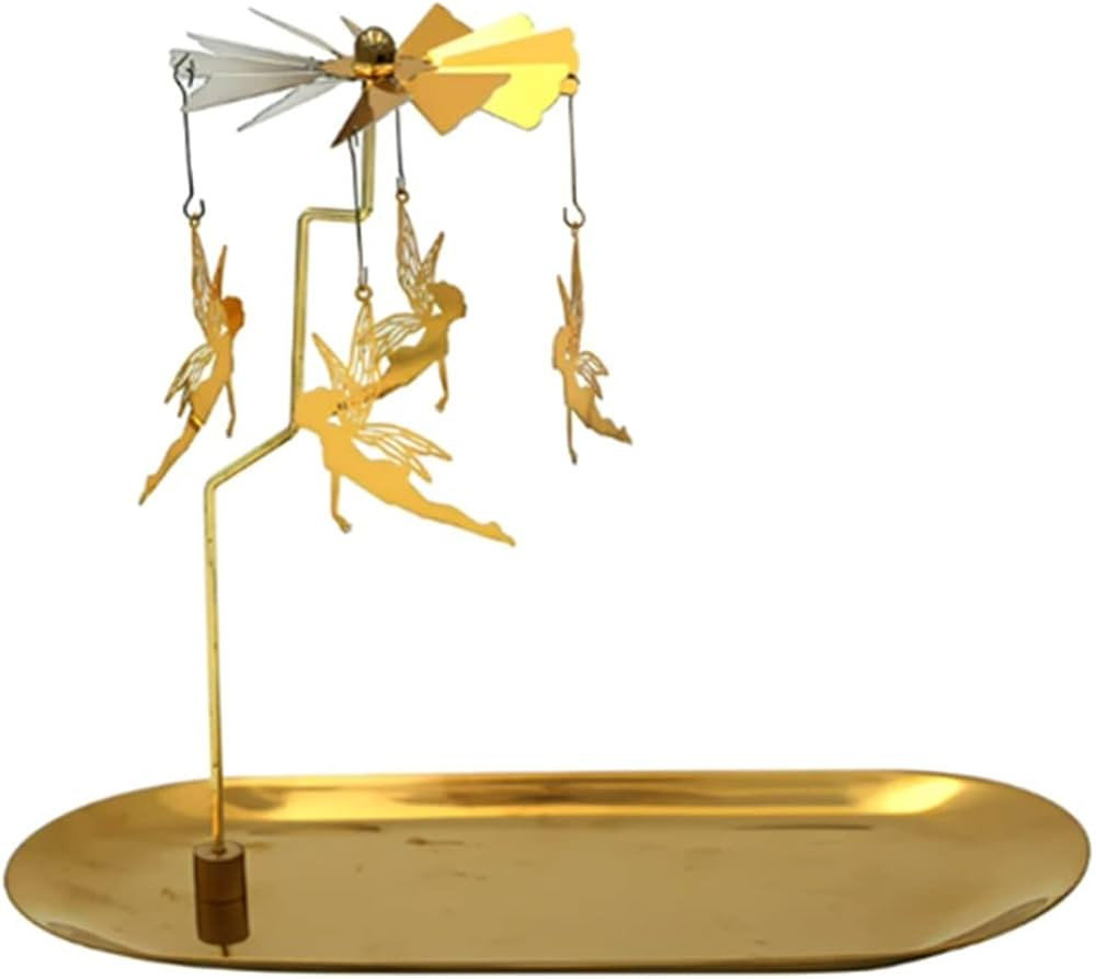 Spinning Candle Holder with Tray, Gold Metal Candle Spinner, Rotating Metal Tea Light Candle Hold... | Amazon (US)