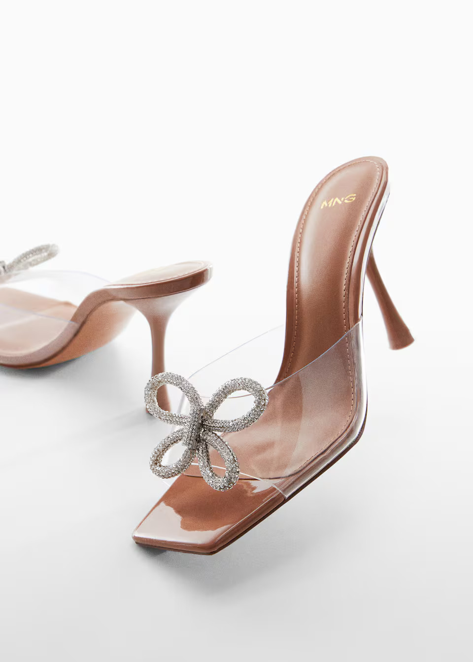 Vinyl heel sandal with rhinestone detail -  Women | Mango United Kingdom | MANGO (UK)