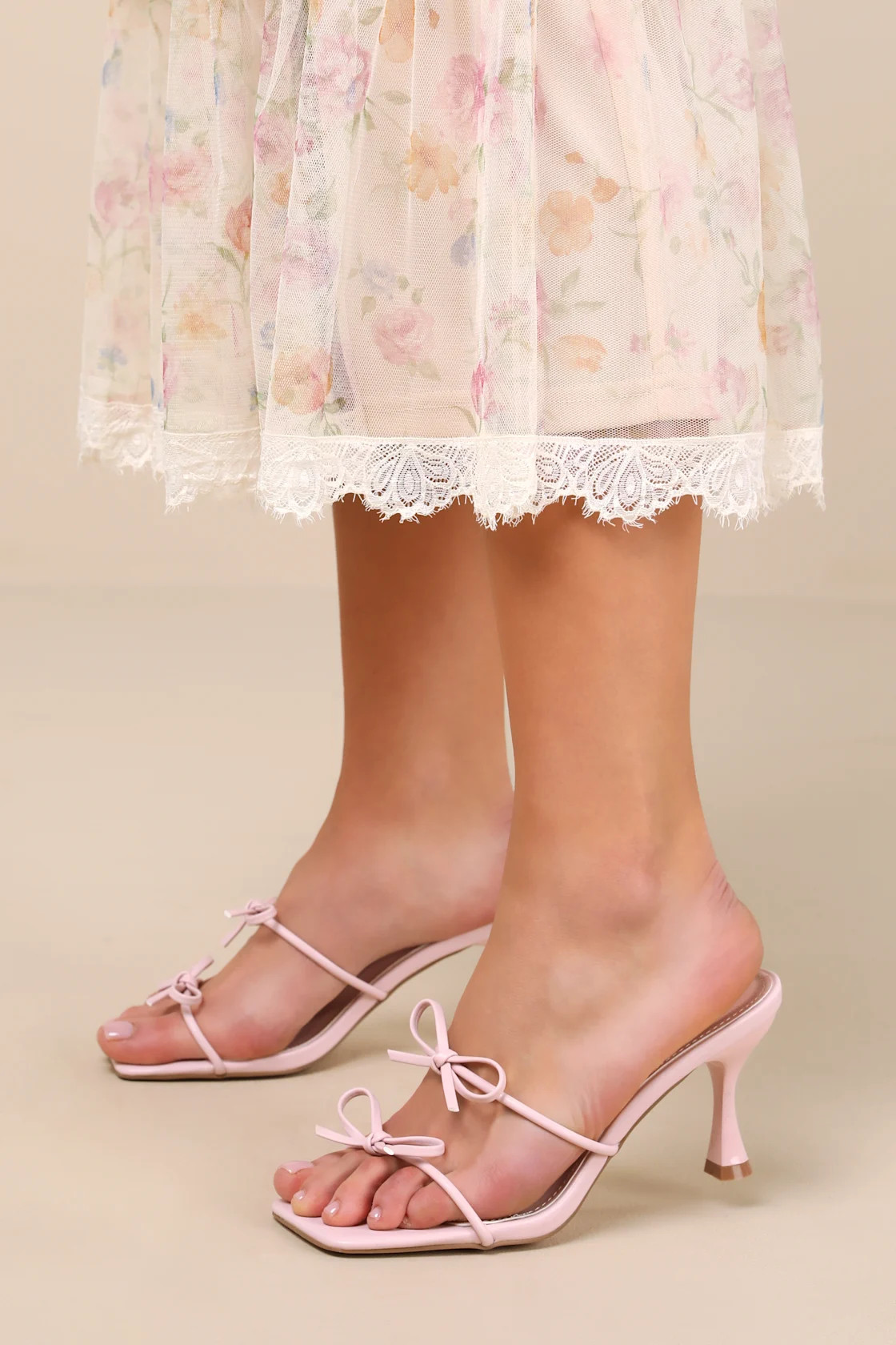 Serinda Pink Strappy Bow High Heel Slide Sandals | Lulus