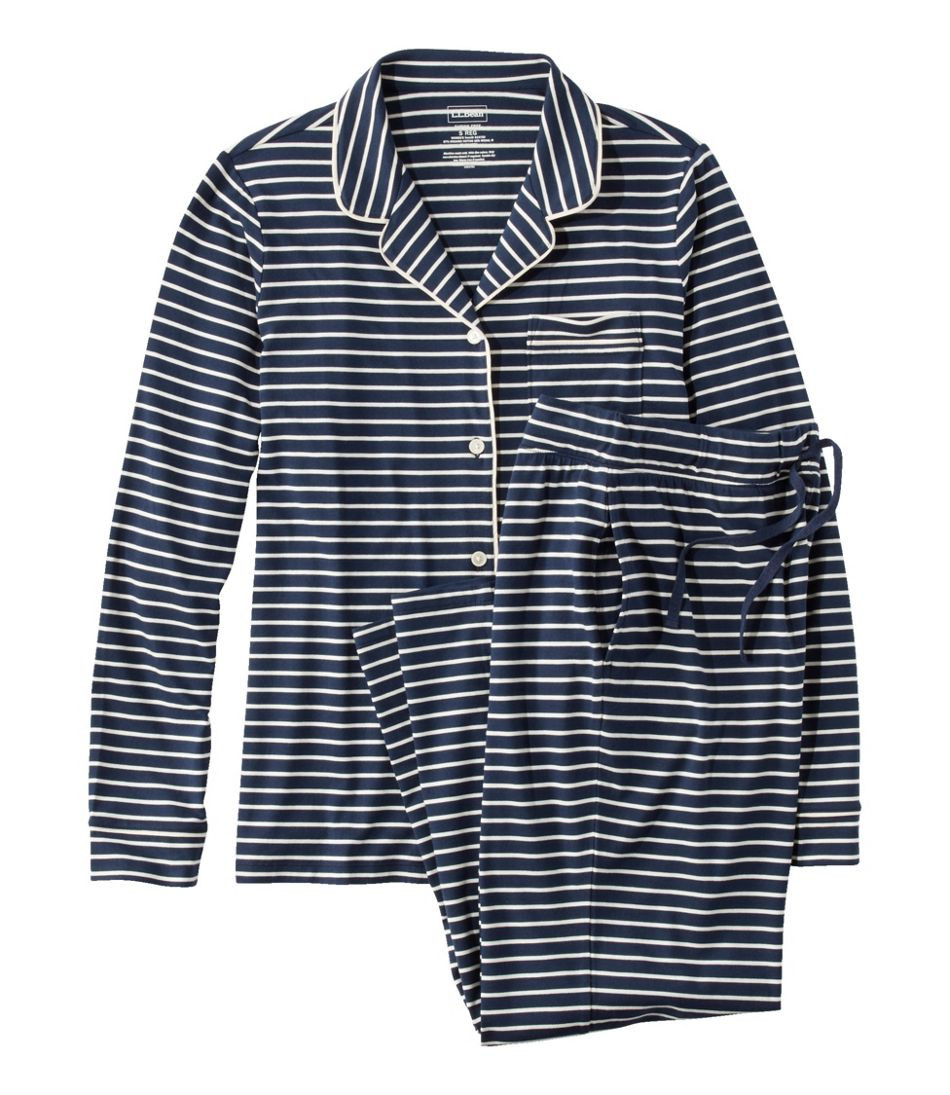 Women's Super-Soft Shrink-Free Button Front Pajama Set, Stripe | L.L. Bean
