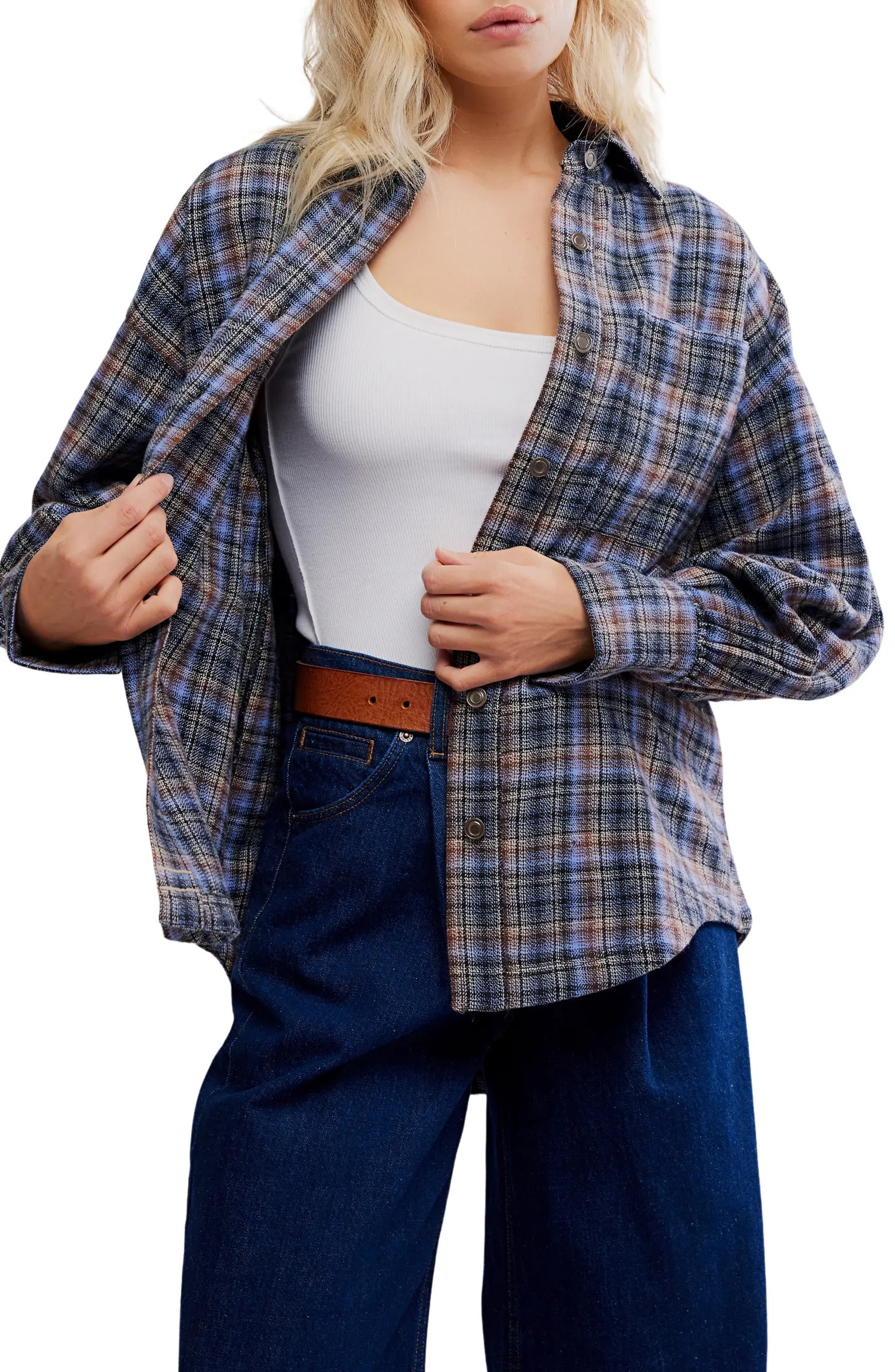 Ashley Oversize Plaid Cotton Button-Up Shirt | Nordstrom