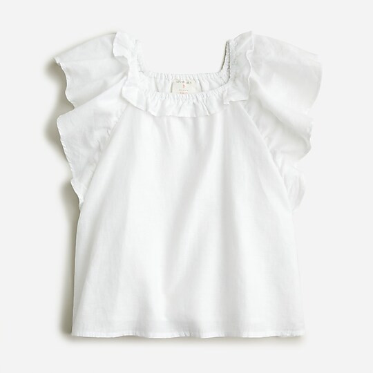 Girls' linen flutter-sleeve top | J. Crew US