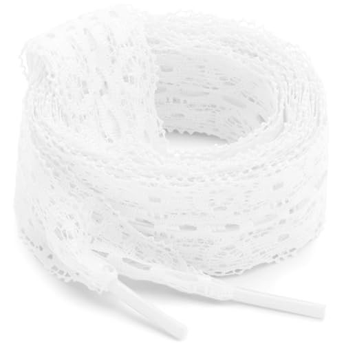 WEGOODZF Lace Shoelaces, 2 Pairs 3CM Wide Lacy Shoe Laces for Sneakers, 47 inch White Women Lace Shoes Strings | Amazon (US)