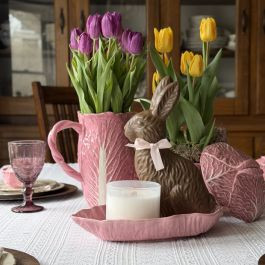 Pink Cabbage Stoneware Dish Collection Pitcher | Antique Farm House