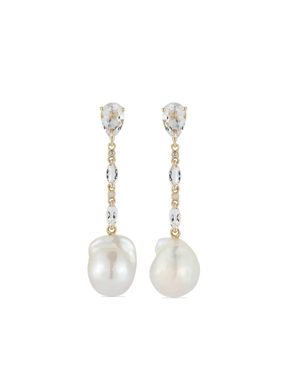 Mateo 14kt yellow-gold diamond and pearl drop earrings - White | Farfetch Global