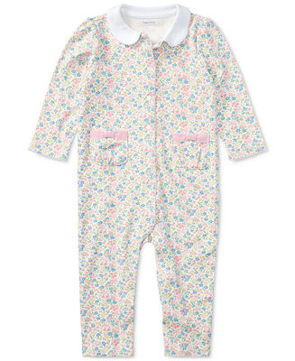 Baby Girls Floral Print Cotton Coverall | Macy's