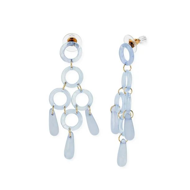 Scoop Women’s 14K Gold Flash-Plated Blue Resin Chandelier Earrings - Walmart.com | Walmart (US)