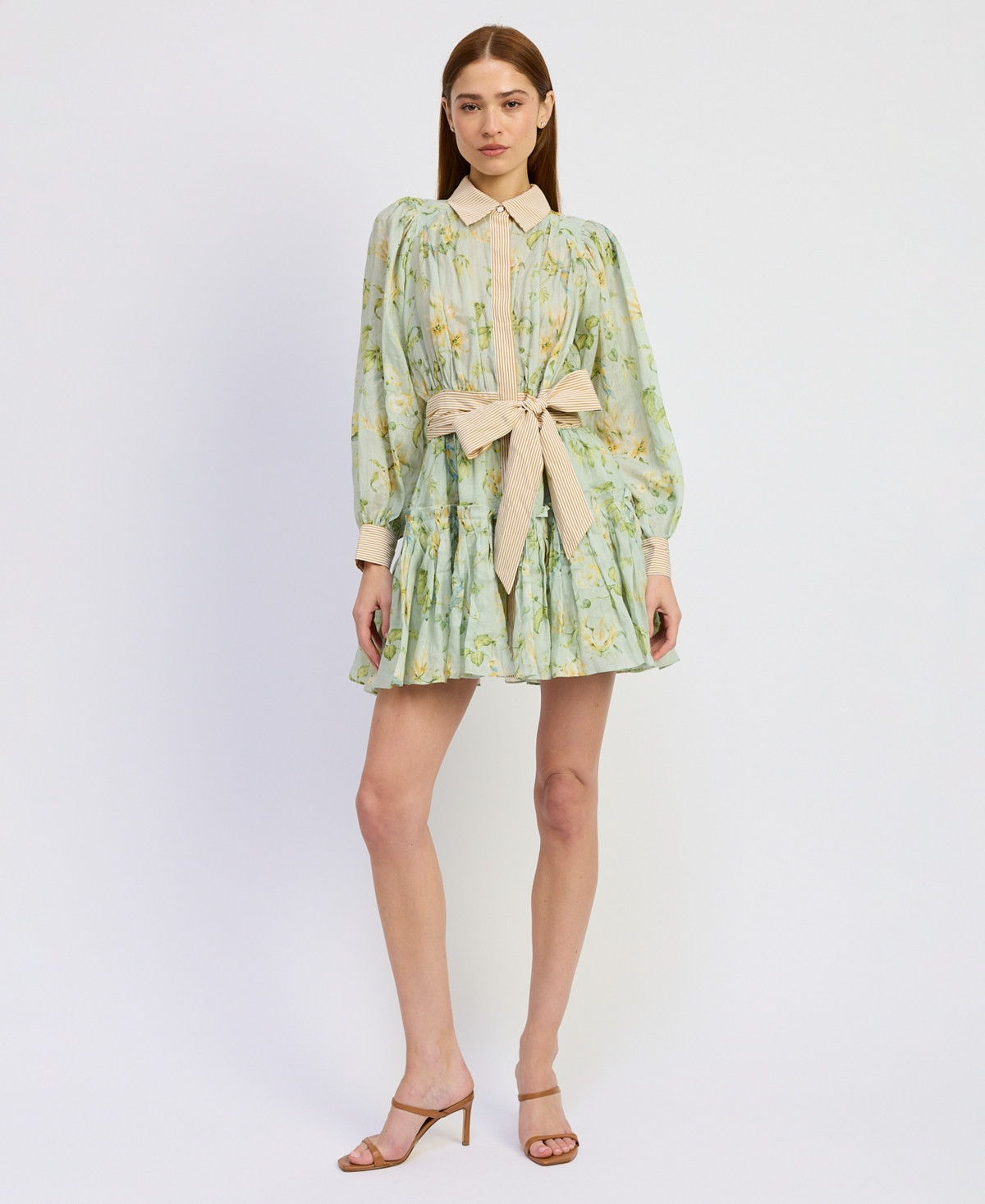 En Saison Women's Rylee Collared Mini Dress - Sage Olive Yellow | Macy's