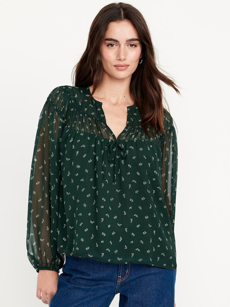 Tie-Front Chiffon Top | Old Navy (US)