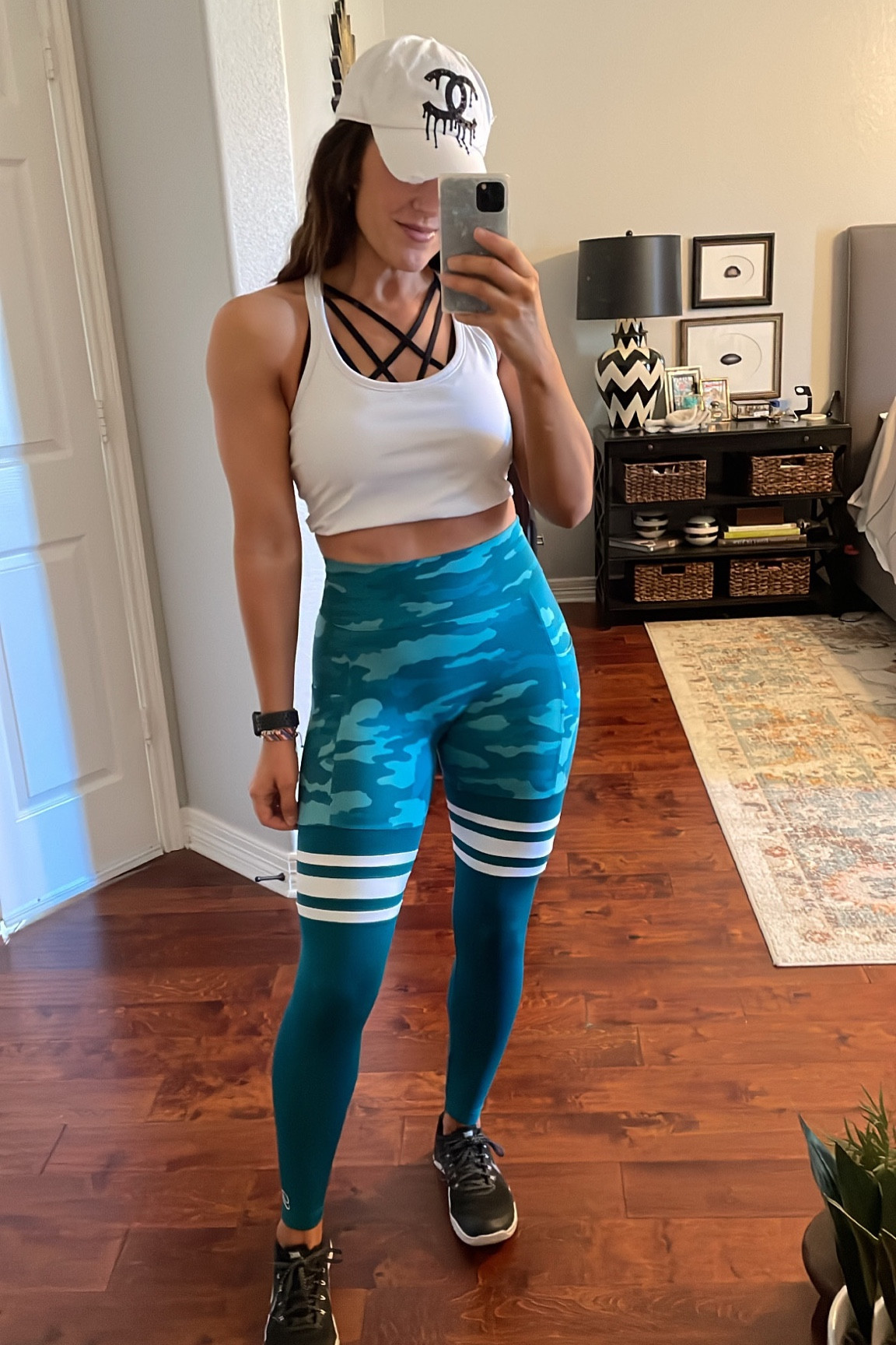 Workout outfit, workout wear, gym clothes, sports bra, Nike metcon

[camo leggings are from Bombshell Sportswear, baseball cap is from Designs by Rhonda, caged sports bra is old from Victorias Secret]

#LTKunder50 #LTKfit #LTKFind