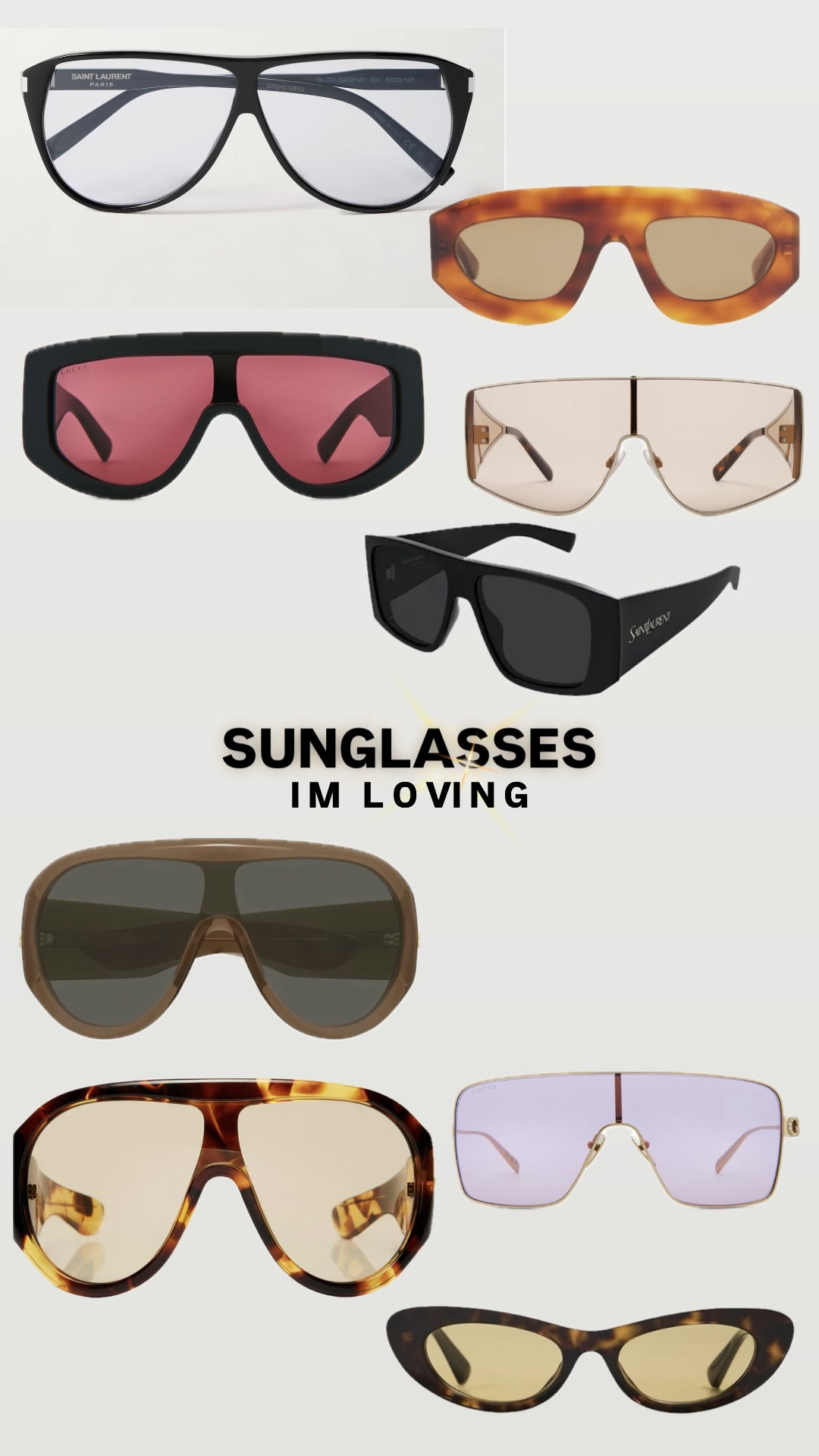Sunglasses I’m loving right now. I bought the top left ones today. ￼

#LTKTravel #LTKWorkwear #LTKstorytime