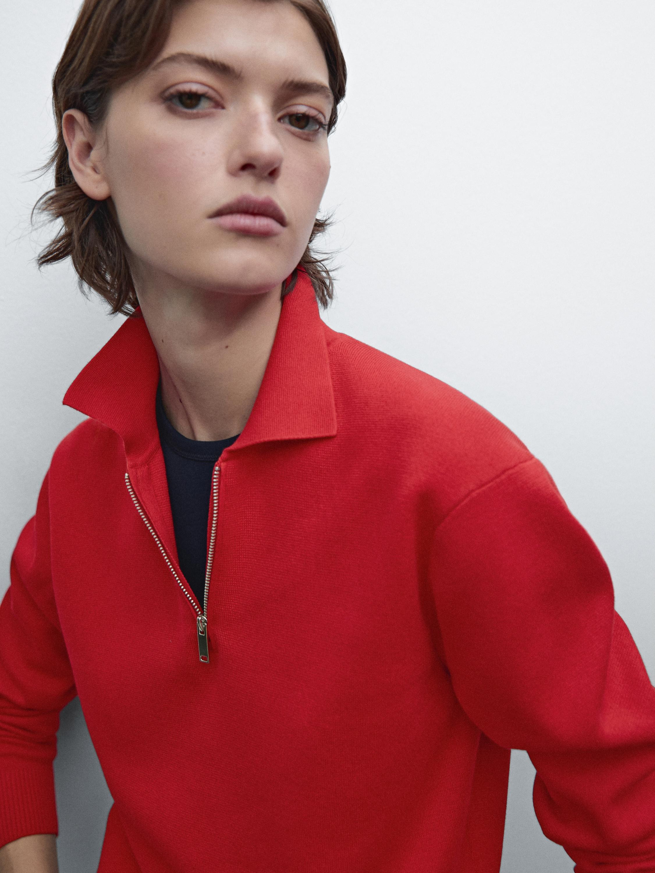 Milano knitted sweater polo neck zipper | Massimo Dutti UK
