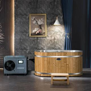 59 in. 1-Person 0-Jet Standard Cold Plunge Ice Bath Tub/Hot Tub with 1.3 HP High-Performance Chiller and Heater in Gray | The Home Depot