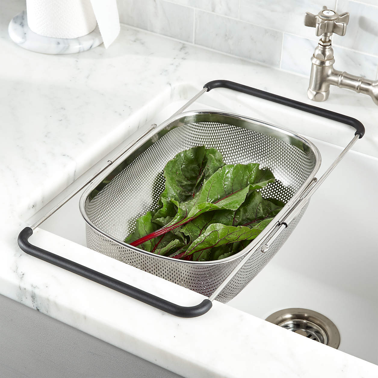 Over-The-Sink Mesh Colander + Reviews | Crate & Barrel | Crate & Barrel