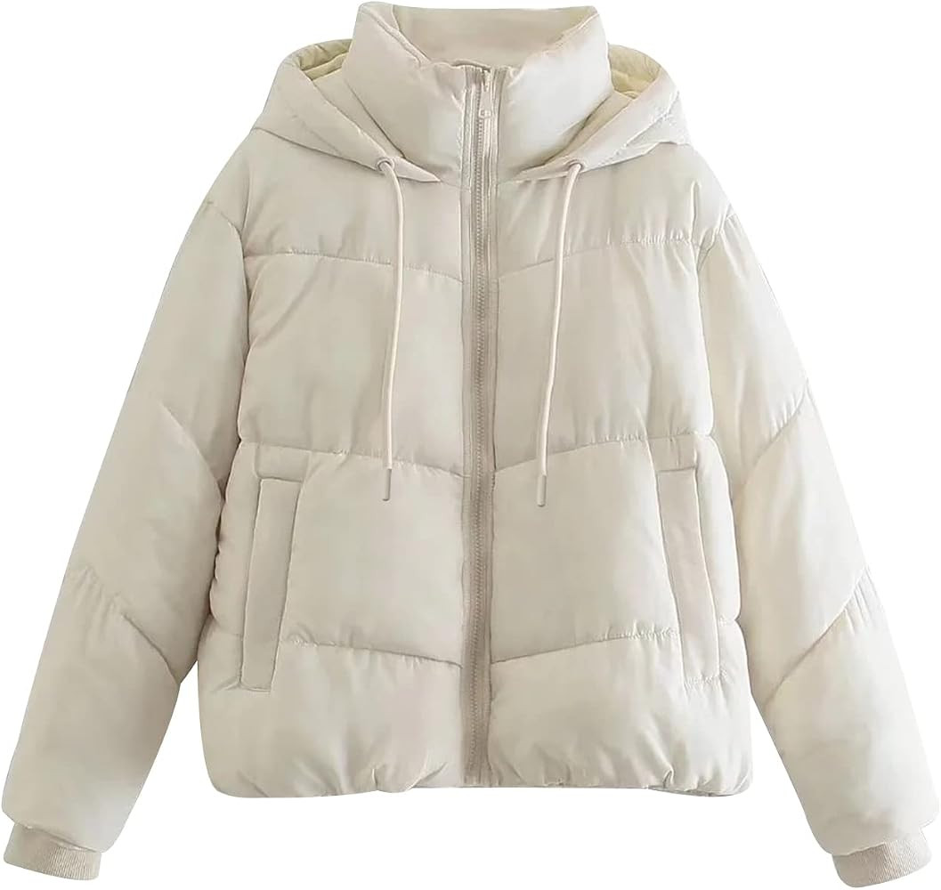Gihuo Women's Crop Hooded Puffer Jacket Zip Up Winter Quilted Warm Short Jacket Outerwear | Amazon (US)