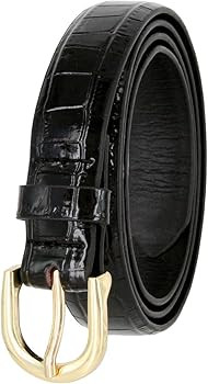 Women's Skinny Alligator Embossed Leather Casual Dress Belt with Buckle 7035 | Amazon (US)