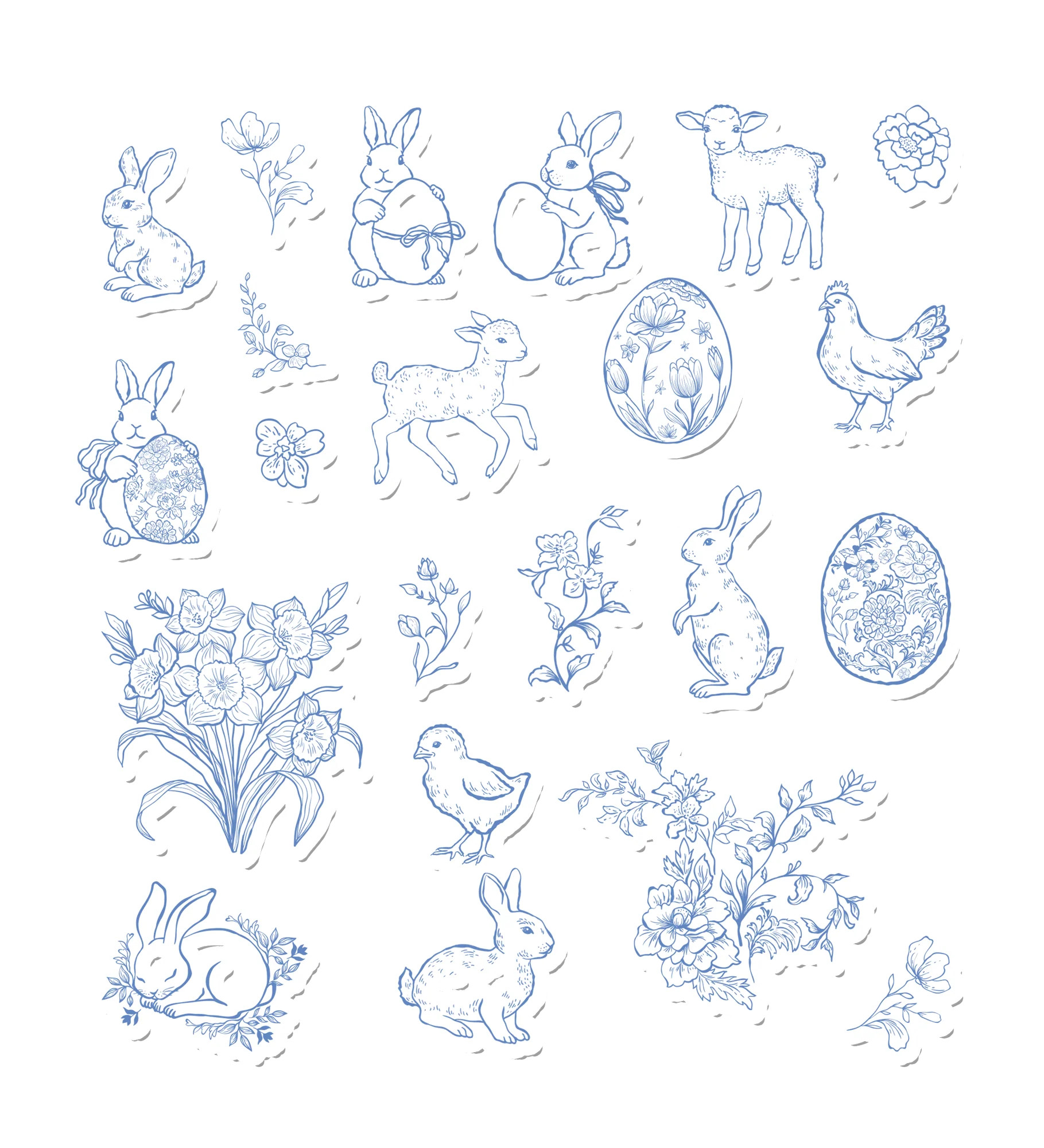 Easter Illustrations - Blue Floral Easter Design | Spring Holiday Art | Suteka