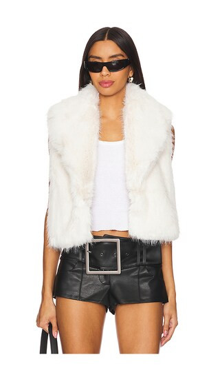 Vanessa Faux Fur Vest in Ivory | Revolve Clothing (Global)