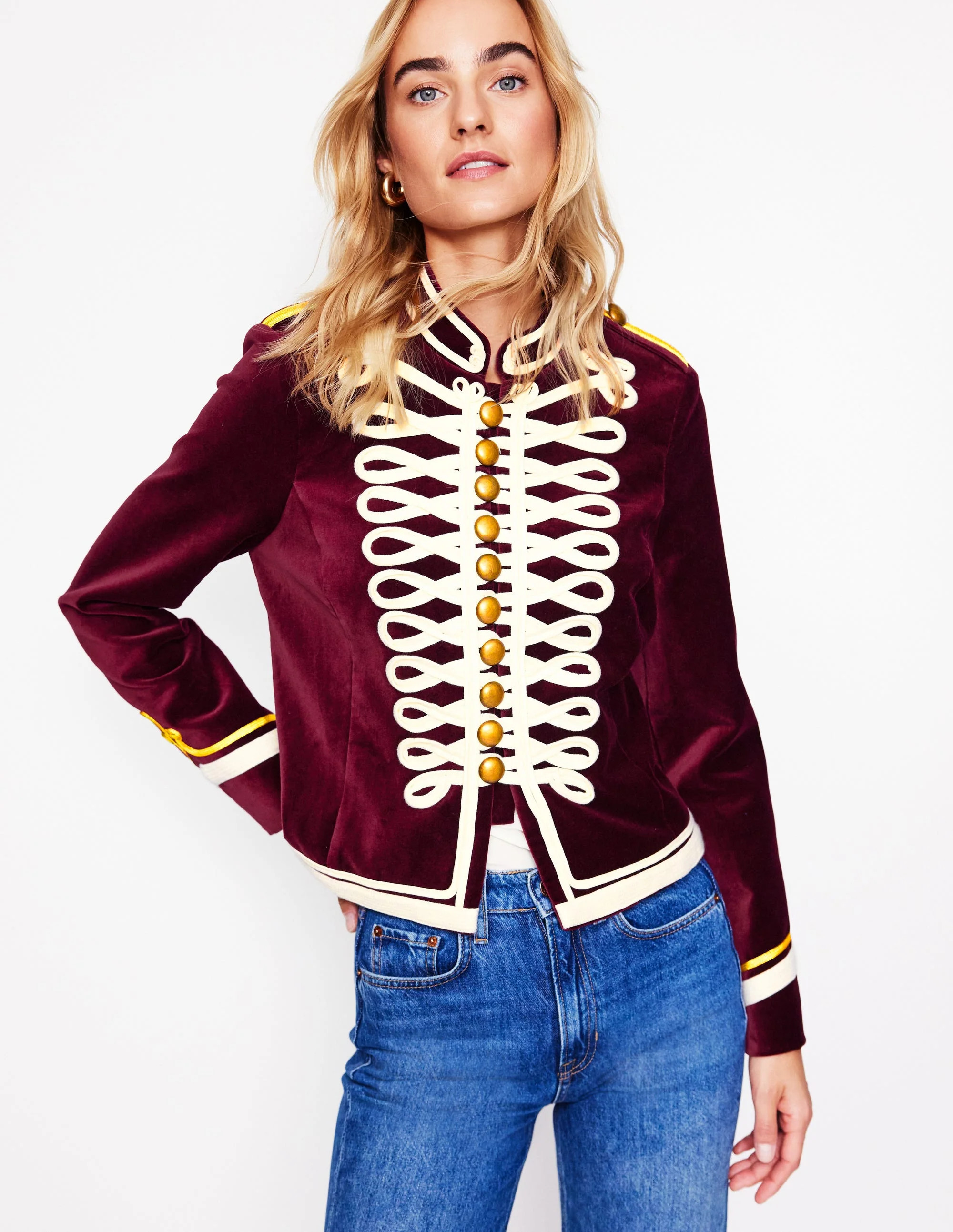 Military Velvet Jacket-Cabernet | Boden (US)