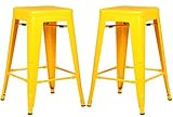 Poly and Bark Trattoria 24 Inch Counter Height Industrial Metal Bar Stool in Yellow (Set of 2) | Amazon (US)