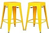 Poly and Bark Trattoria 24 Inch Counter Height Industrial Metal Bar Stool in Yellow (Set of 2) | Amazon (US)