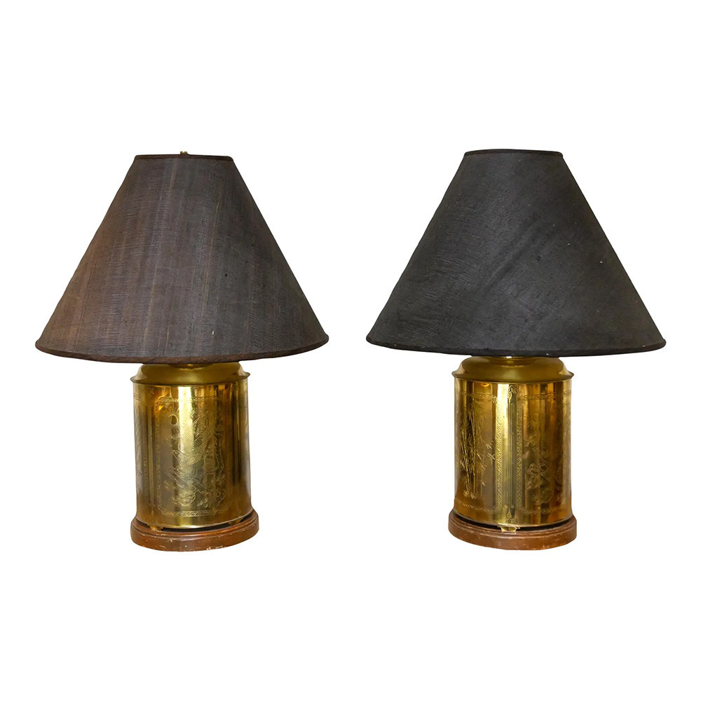 Pair of Mid 20th Century Brass Lamp - de-cor - Brown | One Kings Lane