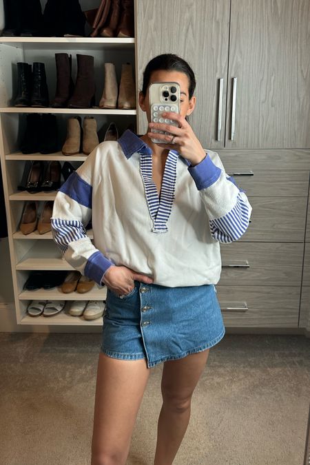 Revolve x free people polo with denim skort from Zara (similar one linked here) 

#LTKstyletip #LTKfindsunder50 #LTKfindsunder100