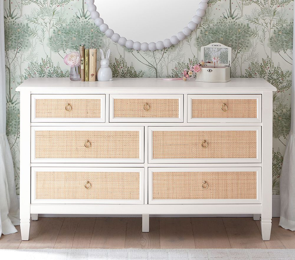 Ava Regency Caned 7-Drawer Dresser (56w x 19d") | Pottery Barn Kids