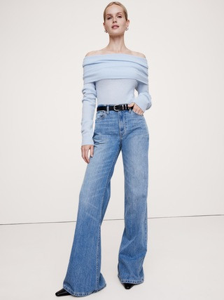 Lightweight Cashmere Off-Shoulder Sweater | Banana Republic (US)
