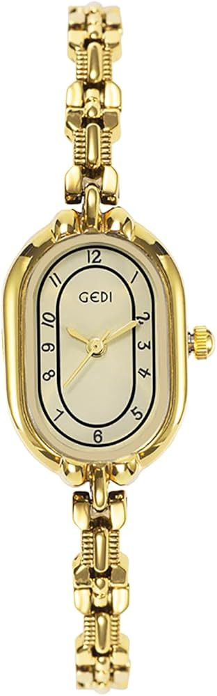 FANMIS Women's Vintage Oval Watches Luxury Minimalism Bracelet Small Gold Watch Ladies Analog Wat... | Amazon (US)