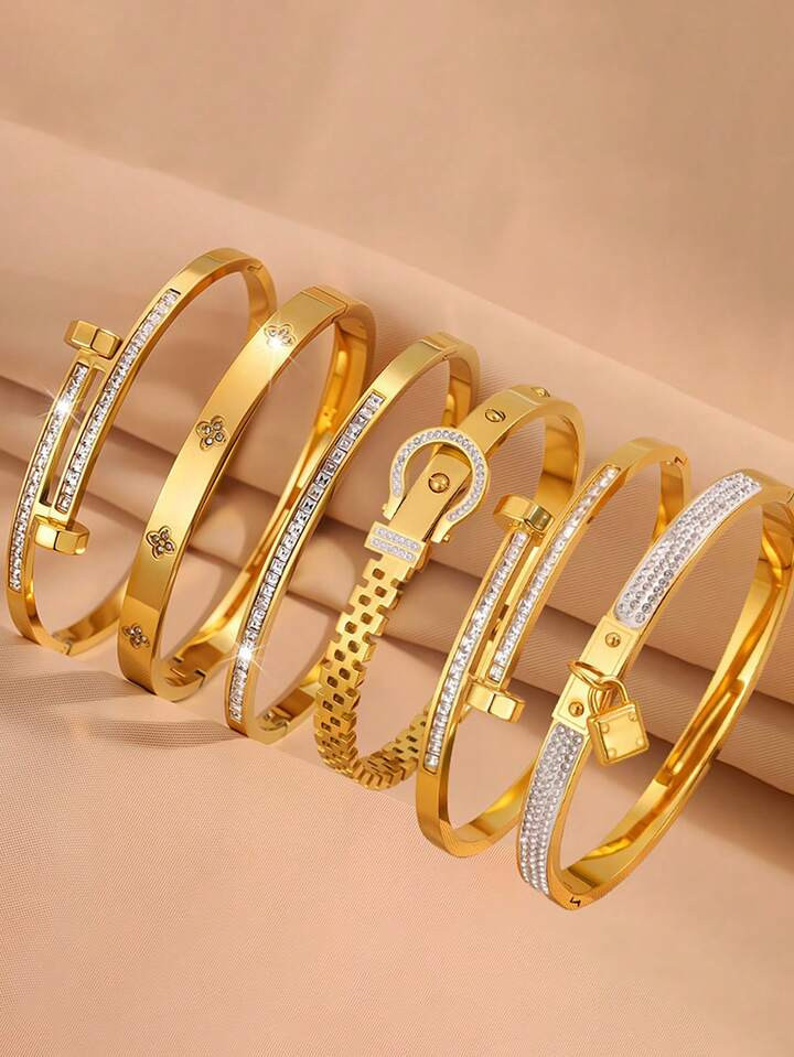 6pcs Simple Stainless Steel Bracelet Suitable For Young Ladies To Wear At Parties Or As A Gift For Friends, Fashionable Accessories, Vintage Jewelry Gifts | SHEIN