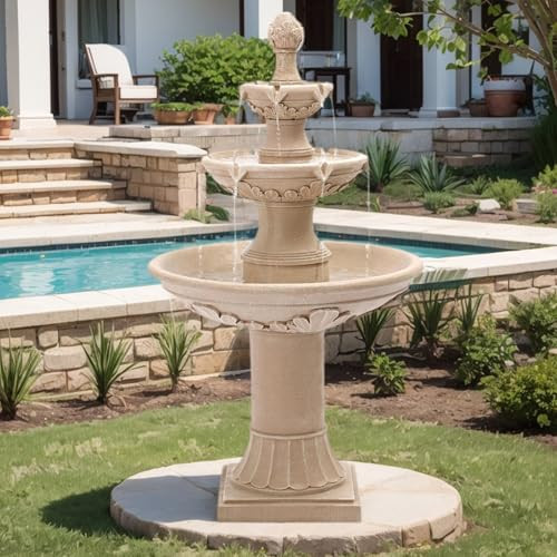 Grepatio Italian Outdoor Water Fountain, 48.4" H Bubbler Garden Waterfalls Fountains, 3 Tiered Roman Pillar Floor Water Fountain for Indoor, Yard, Lawn and Garden Décor | Amazon (US)