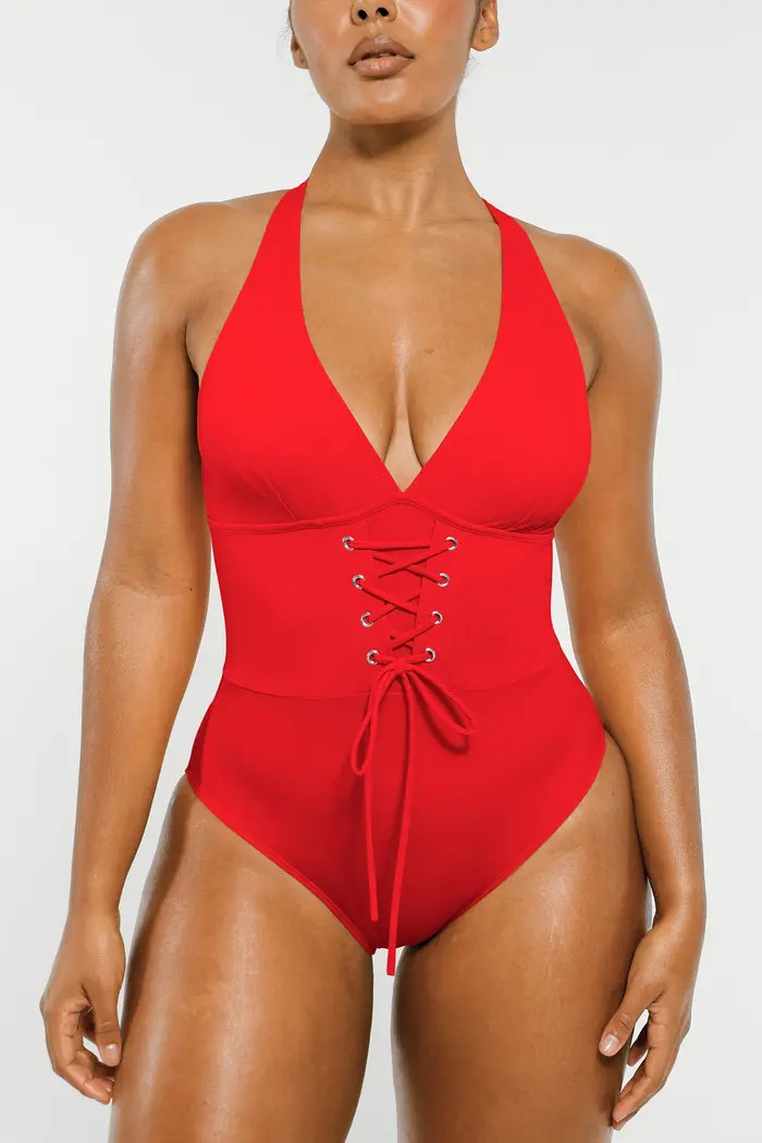 Smart Sculpt Plunge Corset Shaping Swimsuit | Nordstrom