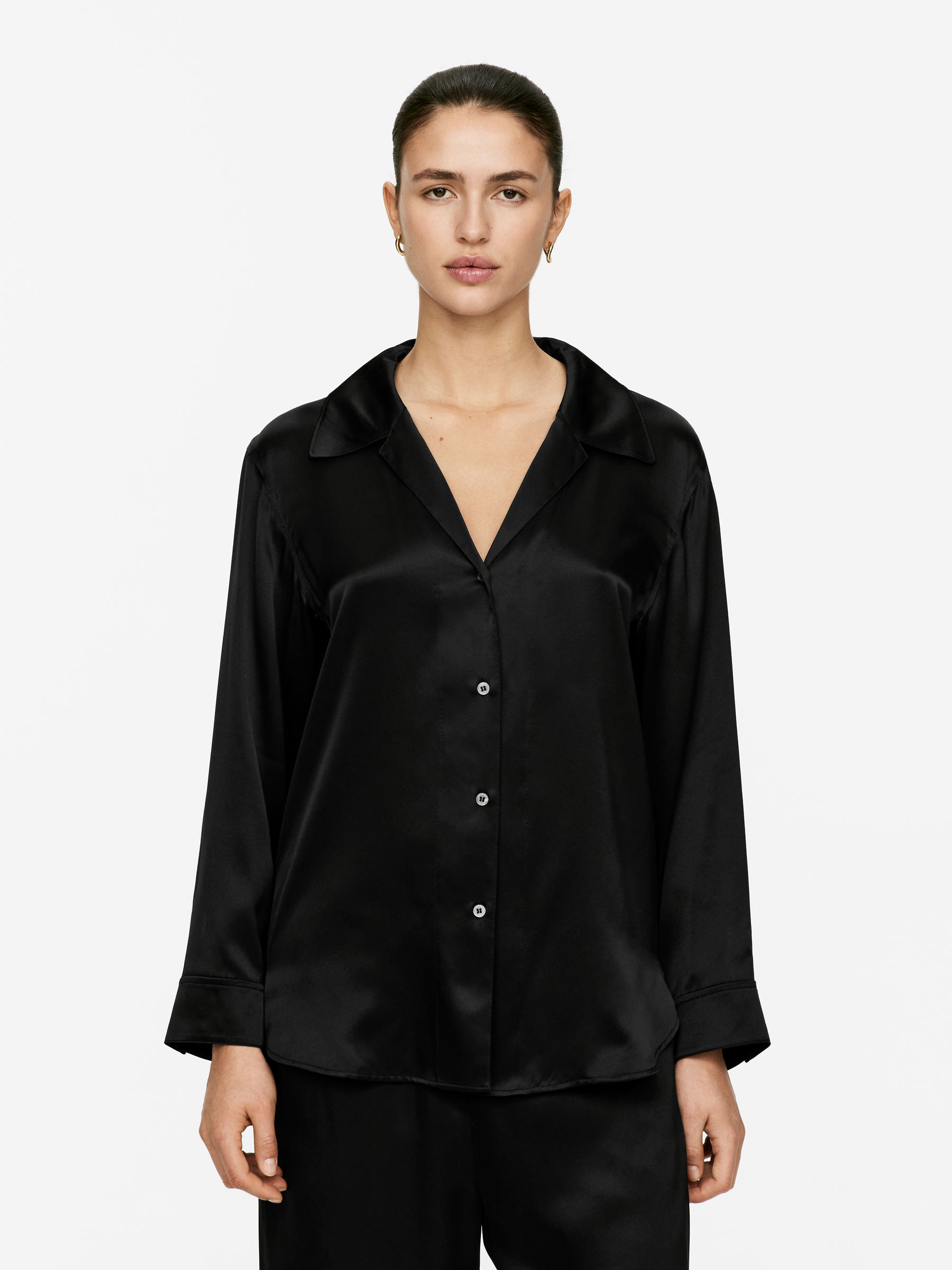 Relaxed Silk Shirt – Black – Women – ARKET GB | Arket UK