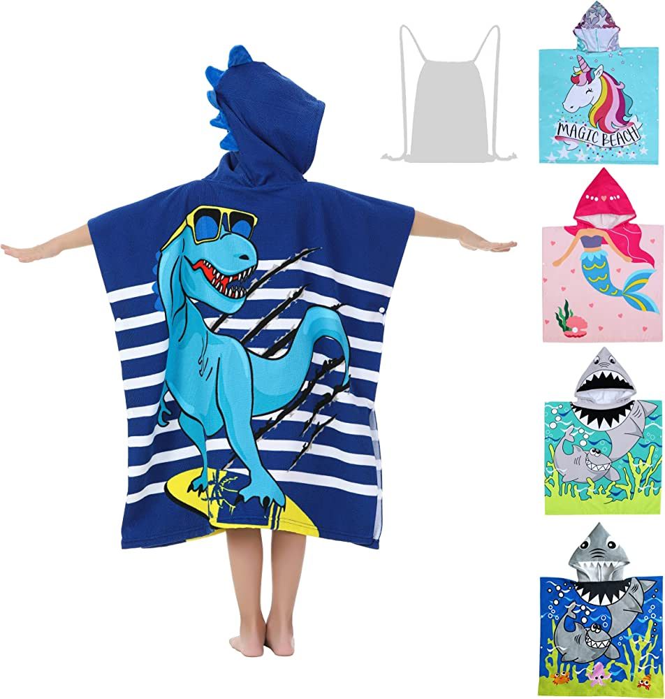 Athaelay Dinosaur Beach Towel with Hood for 3-10 Years Boys and Girls Hooded Towels Bath Robe for... | Amazon (US)