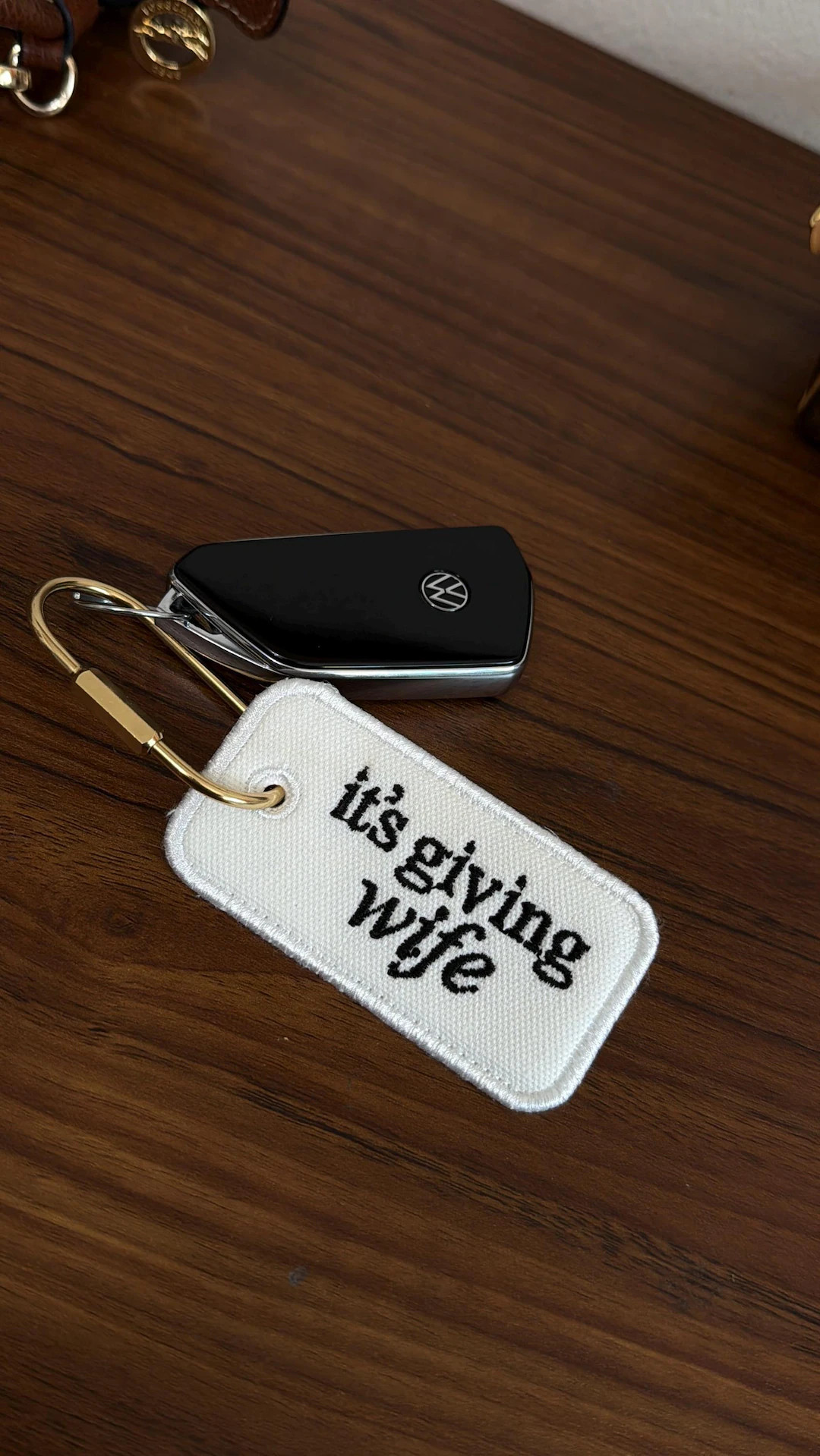 Embroidered Bag Tag Keychain | It’s Giving Wife Tag | Canvas Luggage Tag | Aesthetic Quote Keyc... | Etsy (Global)