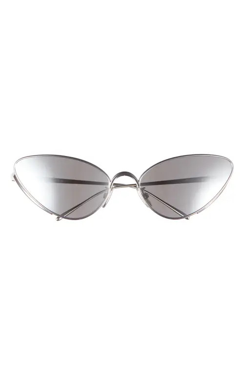 Loewe Signature 58mm Cat Eye Sunglasses in Shiny Palladium /Smoke Mirror at Nordstrom | Nordstrom