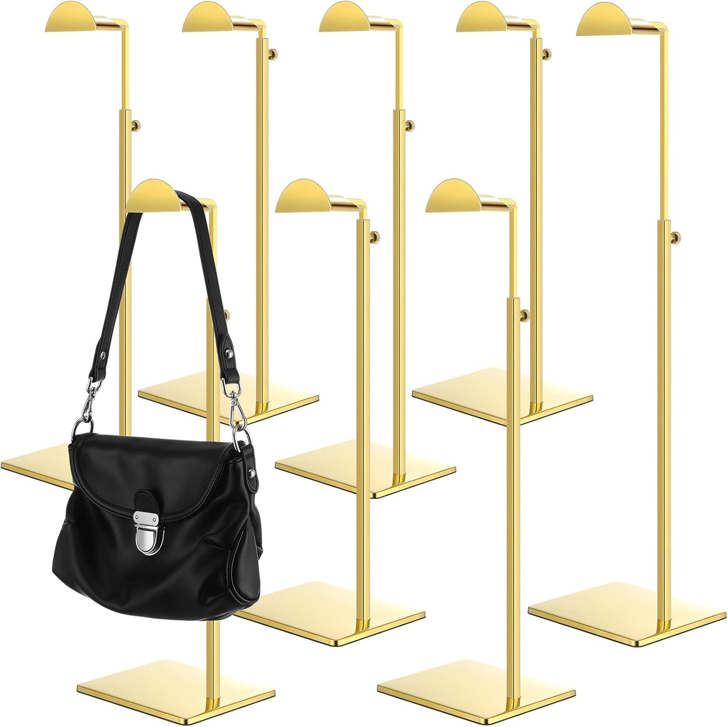Maitys 8 Pack Gold Purse Display Stands Stainless Steel Adjustable Height Bags Display Rack Metal... | Amazon (US)