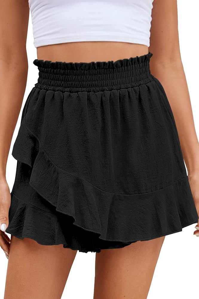 Naggoo Womens Summer Shorts Flowy Casual Ruffle High Waisted Shorts | Amazon (US)