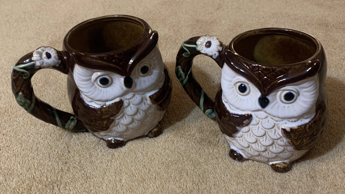 Cracker Barrel Mugs Harvest Owl Stoneware Coffee  Cups 12 Oz Pair | eBay US