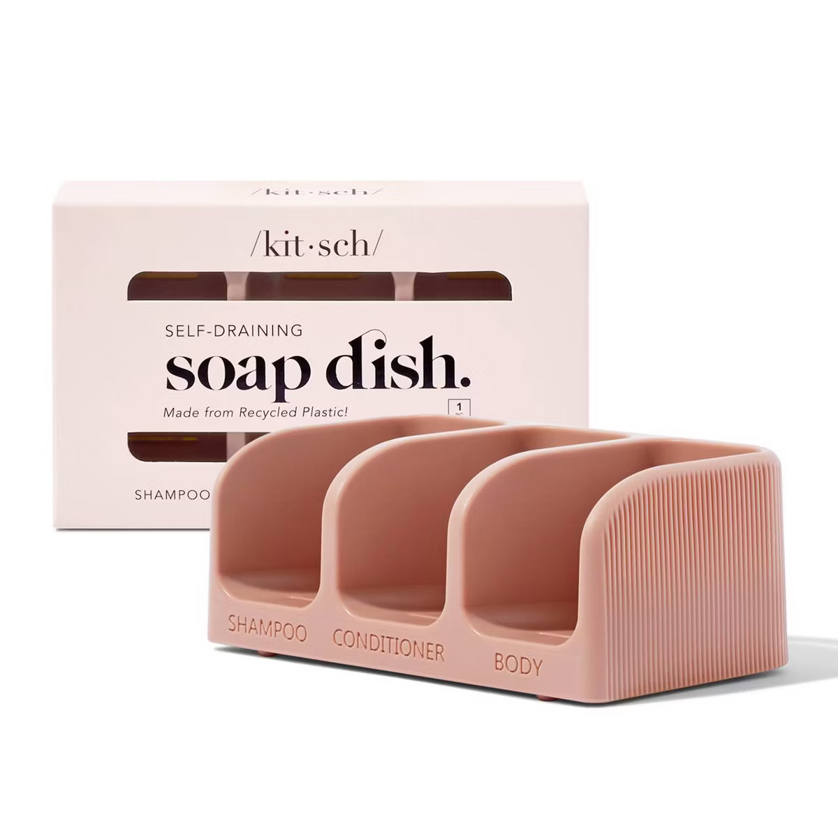 Kitsch Bottle-Free Beauty Self-Draining Soap Dish - Terracotta Pink | Target