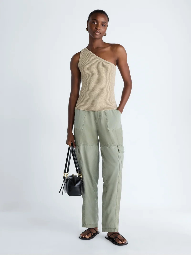 Scoop Women's and Women's Plus One Shoulder Knit Top, Sizes XS-4X | Walmart (US)