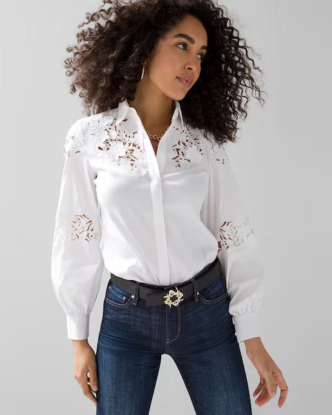 Embroidered Poplin Shirt | White House Black Market