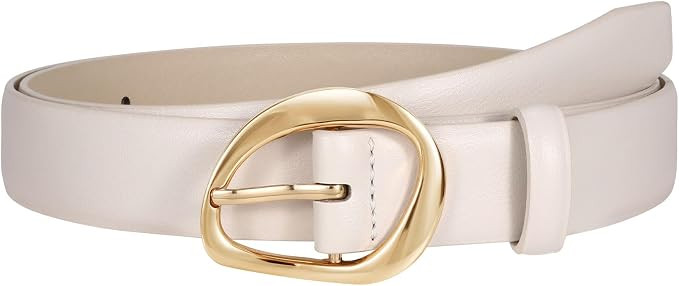 JASGOOD Leather Belts for Women Cute Casual Waist Belt with Gold Buckle Ladies for Jeans Pants Dr... | Amazon (US)