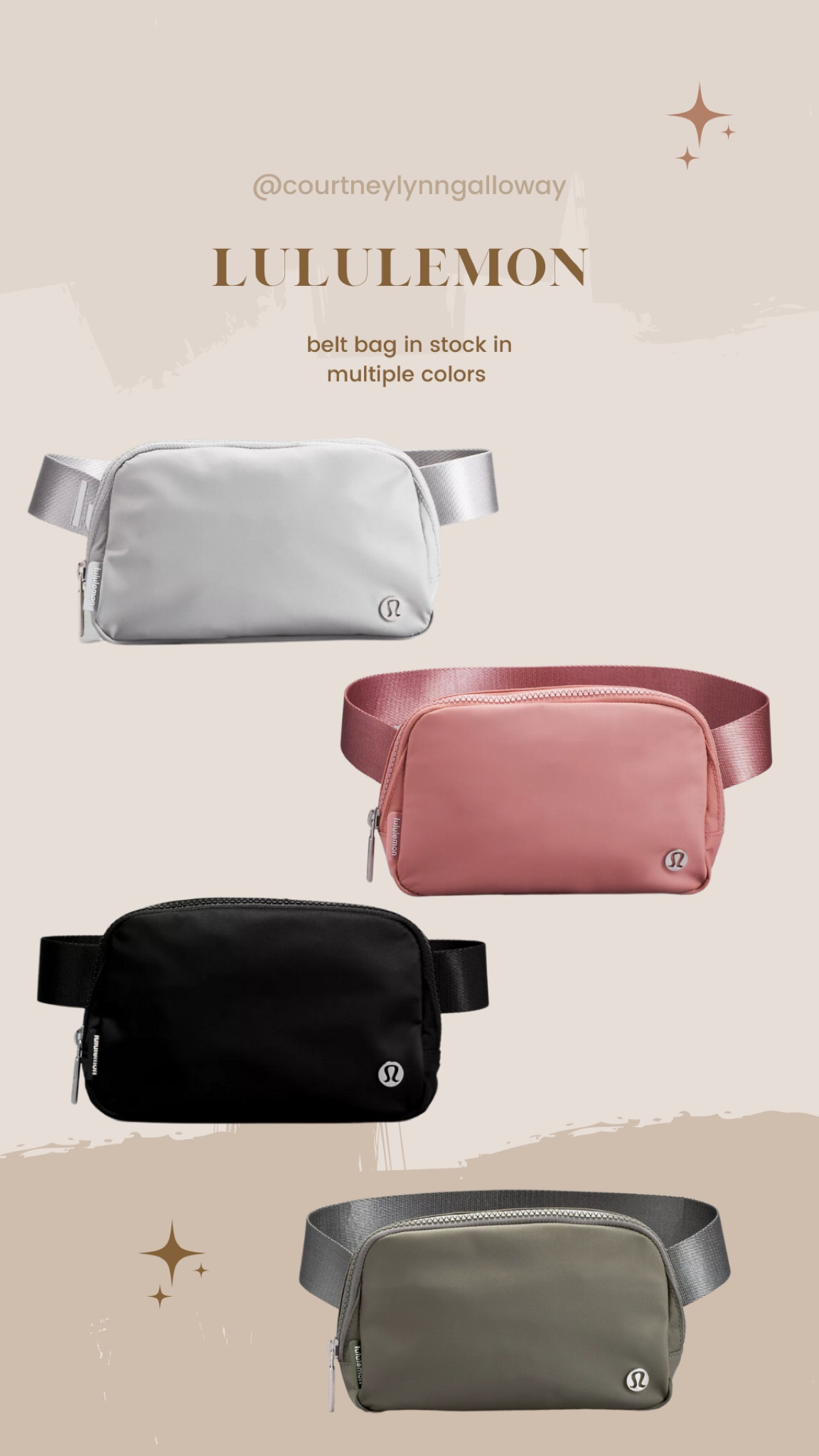Lululemon belt bag in stock in multiple colors! Silver drop/white,white opal , black and pink pastel!

#lululemon #beltbag #restock



#LTKFind #LTKitbag #LTKGiftGuide