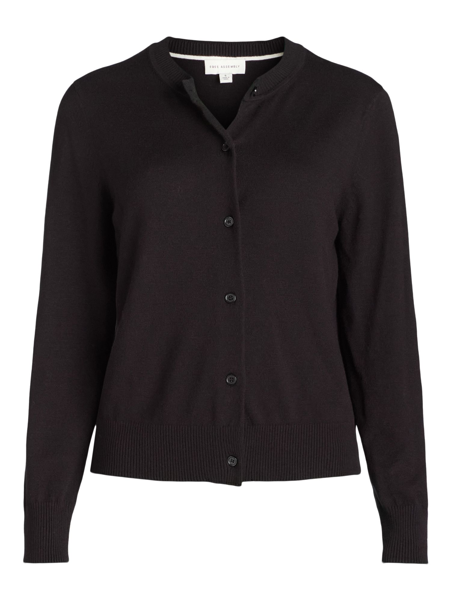 Free Assembly Women's Long Sleeve Classic Crew Cardigan, Sizes XS-XXL | Walmart (US)