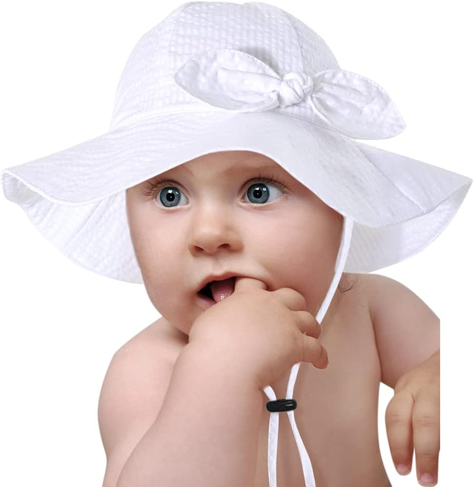Baby Girl Sun Hat with UPF 50+ Outdoor Adjustable Beach Hat with Wide Brim Bucket Hats | Amazon (US)