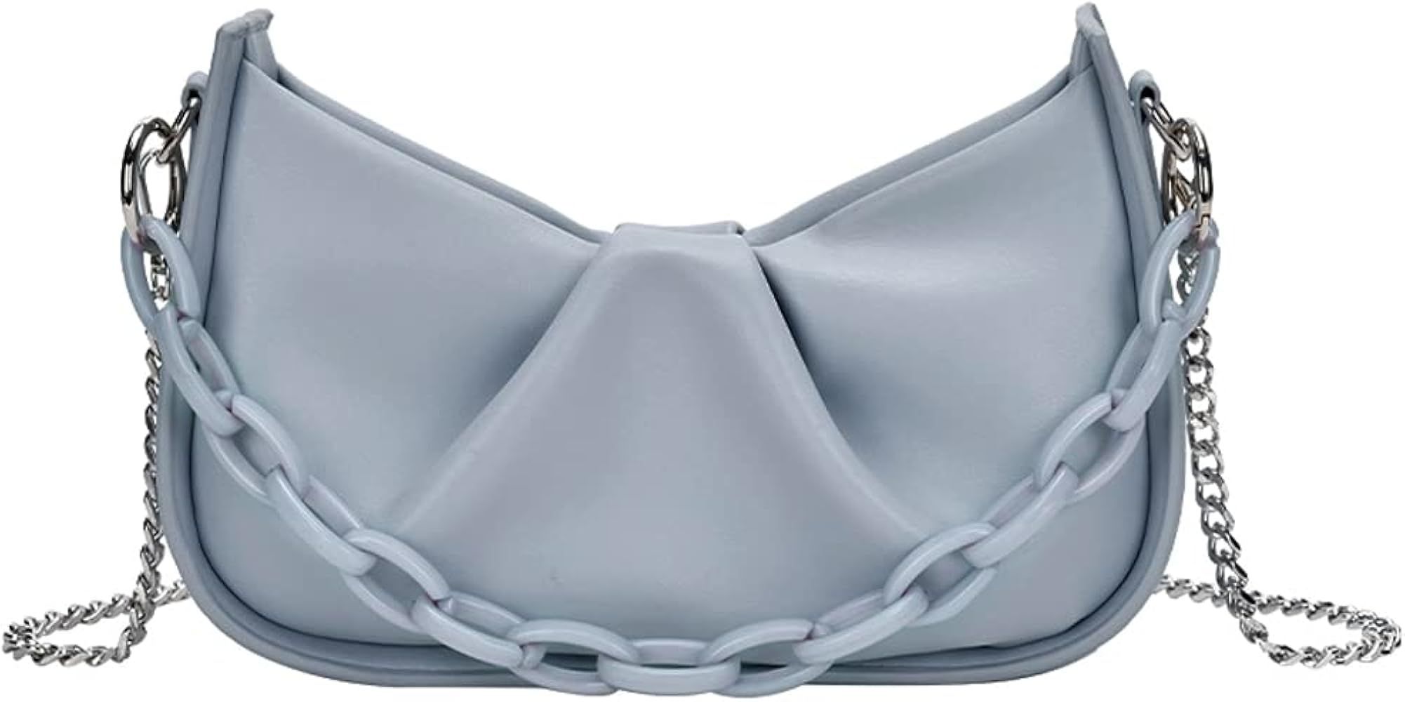 Gxamz Cloud Shoulder Bag with Chain - Dumpling Pouch Clutch Purse Ruched Crossbody Handbag Soft Leat | Amazon (US)